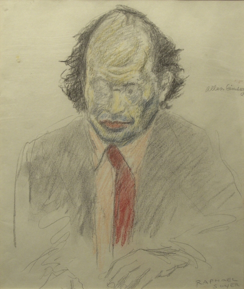Raphael Soyer, Allen Ginsberg, pencil, pastel on paper, 14 1/4 x 12 inches