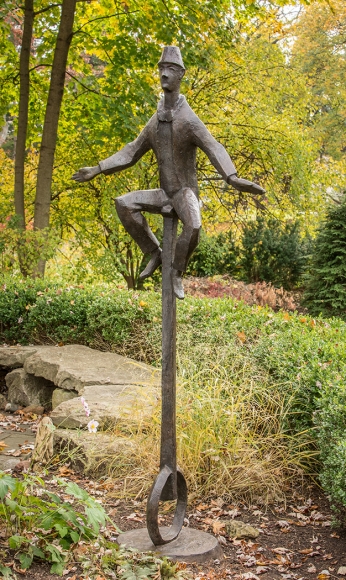 Chaim Gross, Unicyclist, 1975, bronze, 90 x 37 inches, Edition 6/6