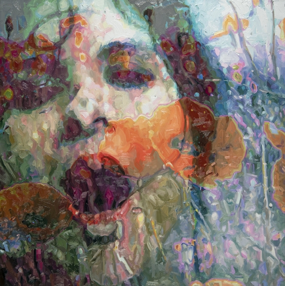 Alyssa Monks, Roar, 2019, oil on linen, 36 x 36 inches