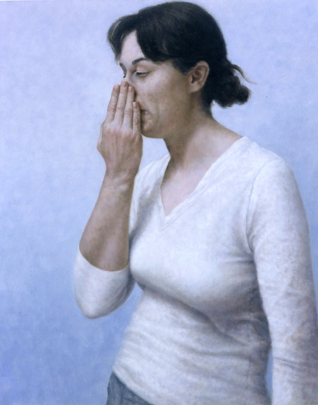 michele fenniak, Irritant, 2004, oil on panel, 19 3/4 x 15 3/4 inches