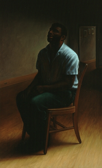 wade schuman, Blind Singer, 1992-94, oil on linen, 72 x 44 inches