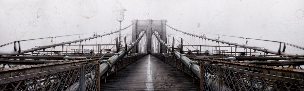 César Galicia Brooklyn Bridge (SOLD), 2010, oil and acrylic on prepared panel, 30 x 98 inches