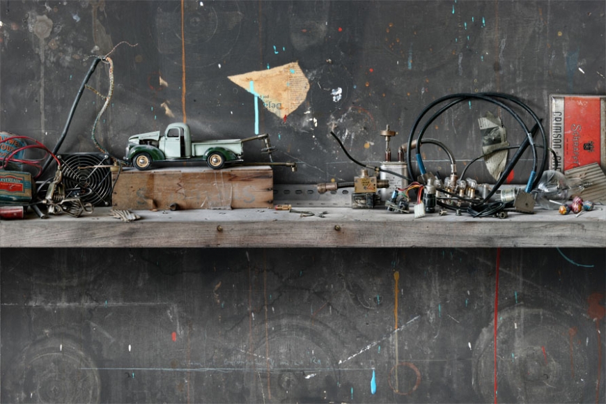 César Galicia Still Life 2007 (SOLD), 2007, oil and acrylic on prepared panel, 27 3/5 x 59 1/10 inches