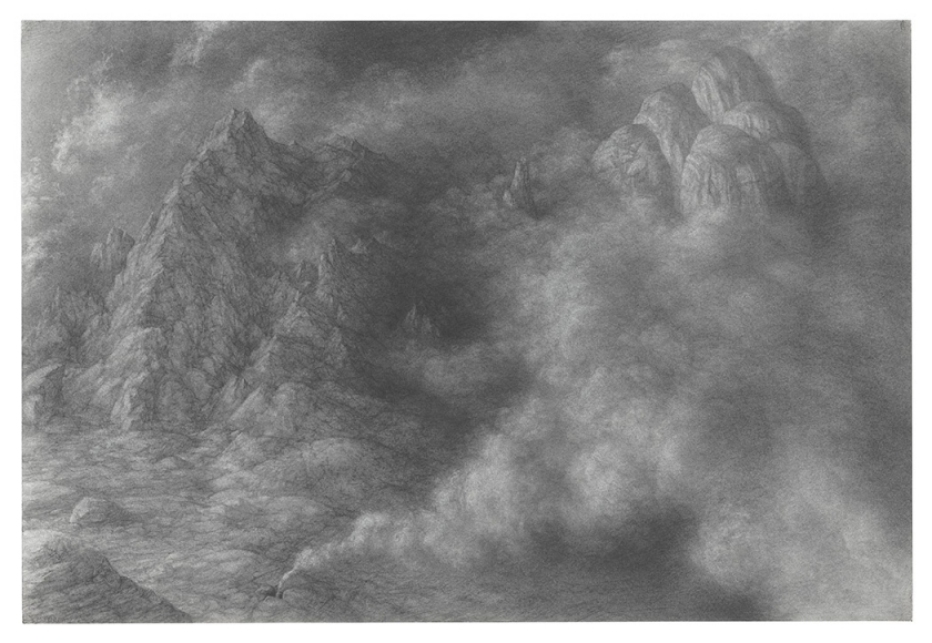 michele fenniak, Leak, 2018, graphite on paper, 15 x 22 1/8 inches