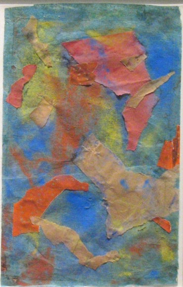 Max Weber, Blue Collage, c.1915, collage on paper, 9 1/2 x 6 inches