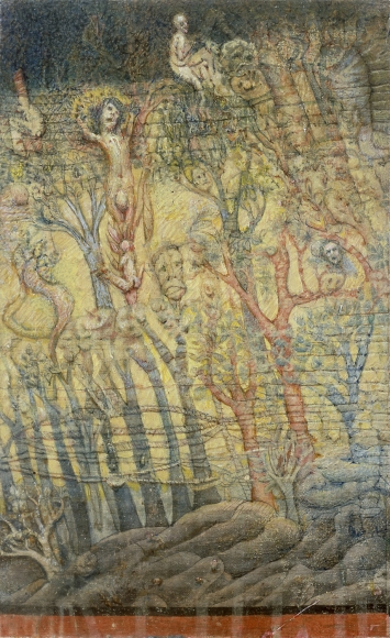 gregory gillespie, Untitled, 1999, oil on panel, 11 x 6 1/2 inches