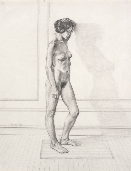 William Beckman, Study for "Diana #1", facing right, 1972, pencil on paper, 23 x 18 inches