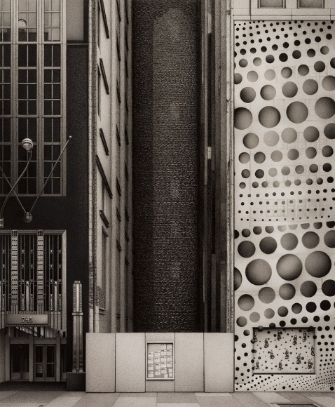 anthony mitri, Southern Exposure, 745 Fifth Avenue, Manhattan, 2015, charcoal on paper 18 1/4 x 15 inches