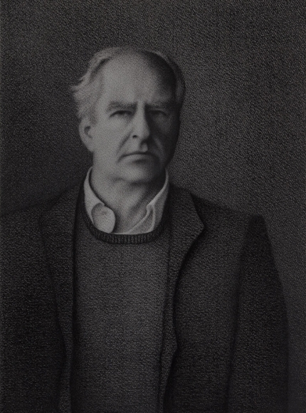 anthony mitri, William Kentridge (SOLD), 2017, charcoal on paper, 20 1/2 x 15 1/4 inches