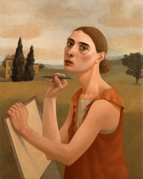 Alan Feltus, The Green Pencil, 2003, oil on linen, 29 1/2 x 23 1/2 inches