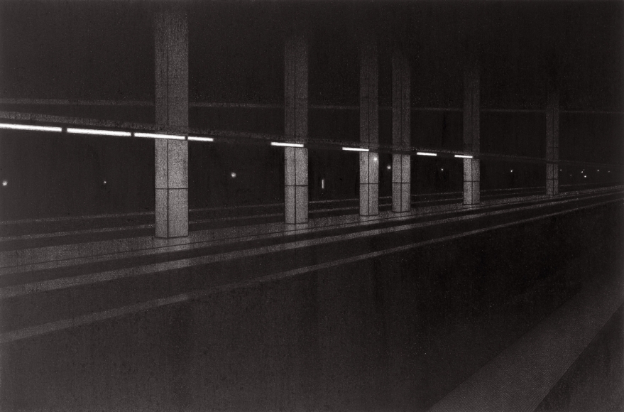 anthony mitri, 11:01 A.M., Penn Station, NY, NY, 2006, charcoal on paper, 12 1/4 x 18 3/8 inches