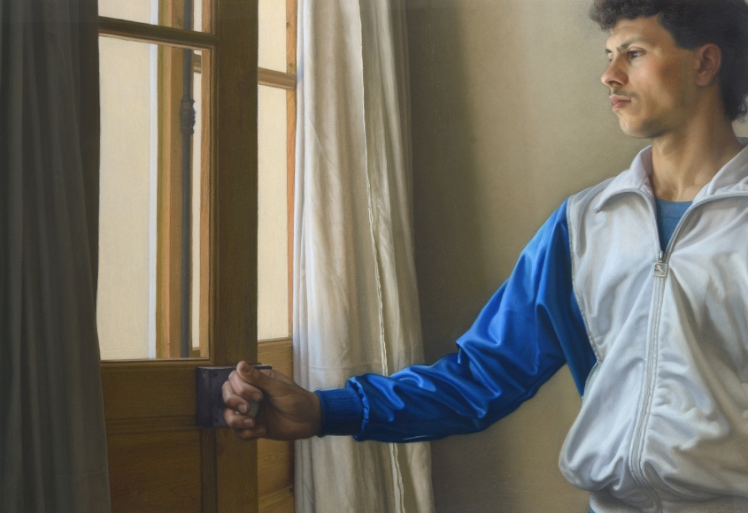 Claudio Bravo, Opening the Door, 1991, pastel on paper, 29 1/8 x 40 1/8 inches