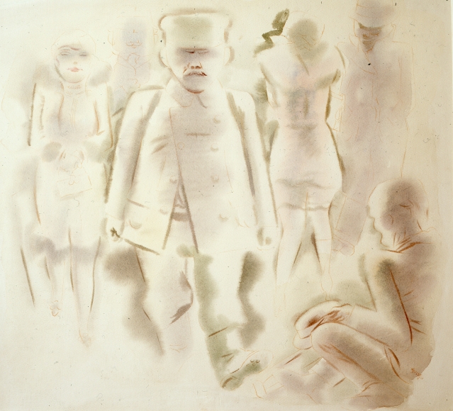 George Grosz, Berlin Street Scene, 1930, watercolor on paper, 22 x 23 1/2 inches