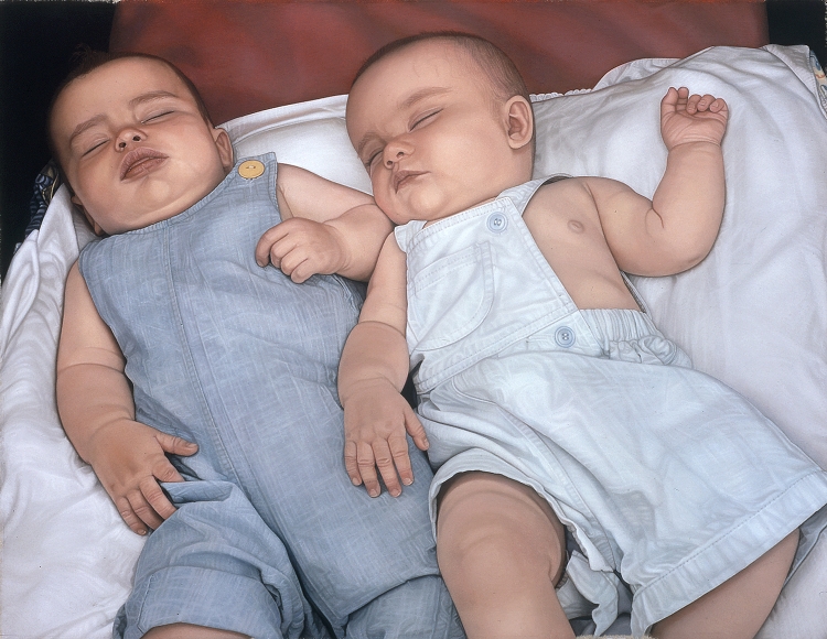 jane lund, Twins, 2002, pastel on paper, 21 1/8 x 28 inches