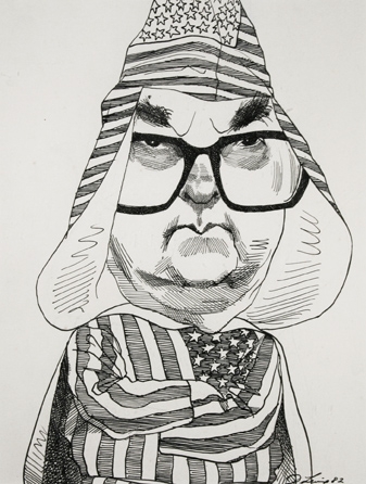 David Levine, Jesse Helms, 1982, ink on paper, 13 3/4 x 11 inches