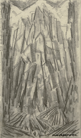 Abraham Walkowitz City Abstraction II, c.1908, pencil on paper, 5 x 2 7/8 inches