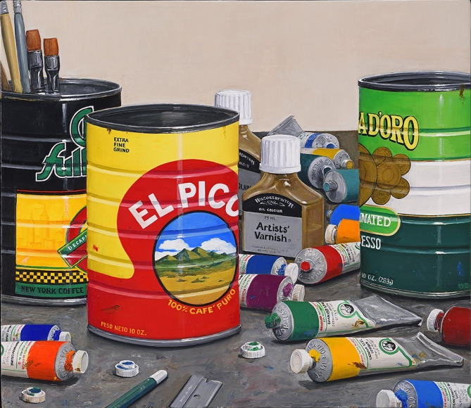 william beckman, Chock Full/Pico/Doro (SL #7), 2015-16, oil on panel, 17 1/2 x 20 1/4 inches