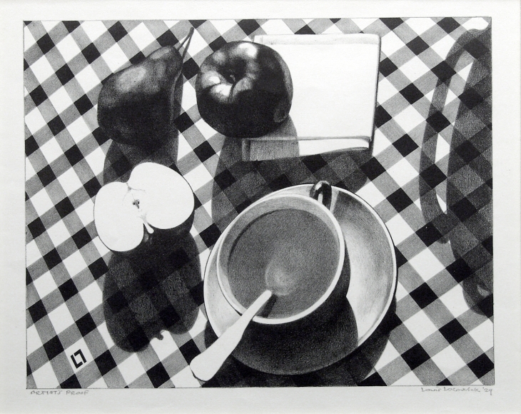 Louis Lozowick, Still-Life #2, 1929, lithograph A/P, 10 1/4 x 13 inches (image size), 21 7/8 x 24 7/8 x 1 inches (frame size)