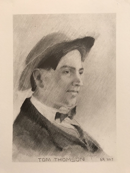 Brian Rutenberg, Tom Thomson (SOLD), 2017, graphite on paper, 7 x 4 7/8 inches