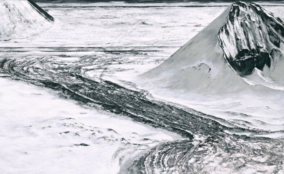 Craig McPherson, Coal Piles, 1997-2007, pastel on mezzotint ground, 33 1/2 x 54 1/2 inches