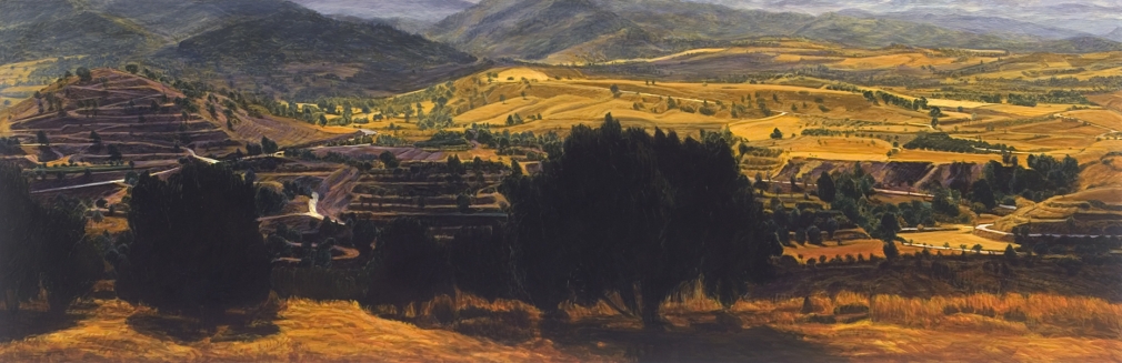 Peter Krausz, (No) Man's Land No. 3, 2008, secco on panel, 26 x 80 inches