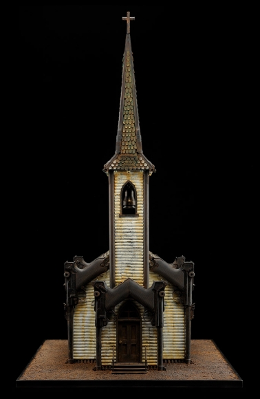 Al Farrow, Revelation I, 2009, bullets, steel, polycarbonate, steel shot, bible with facsimile of Albrecht Durer's Four Horsemen of the Apocalypse, 44 x 24 x 36 inches