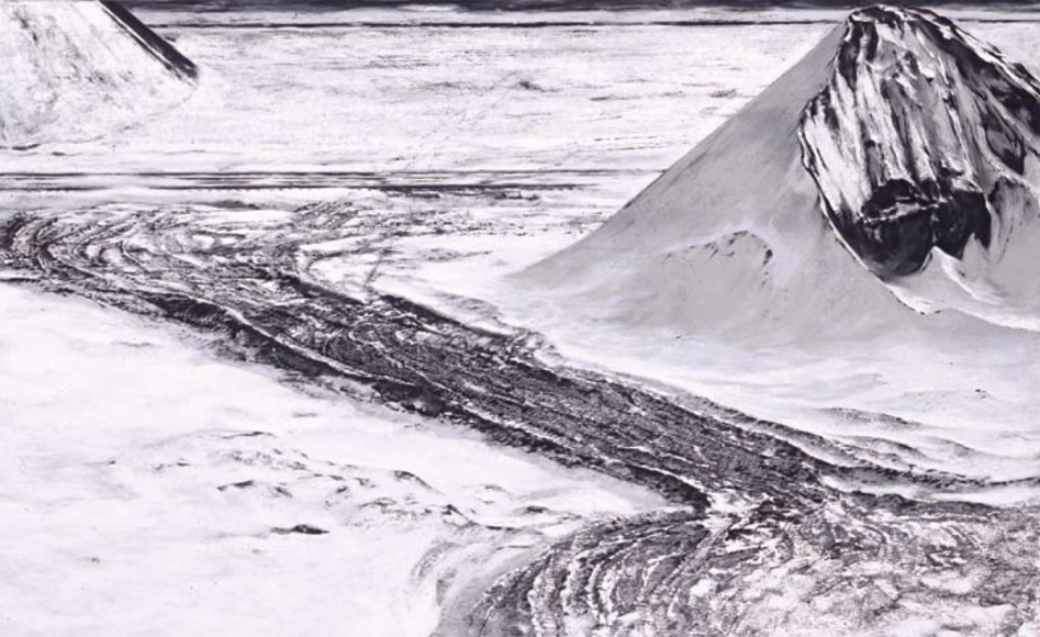 craig mcpherson, Coal Piles, 1997-2007, pastel on mezzotint ground, 33 1/2 x 54 1/2 inches