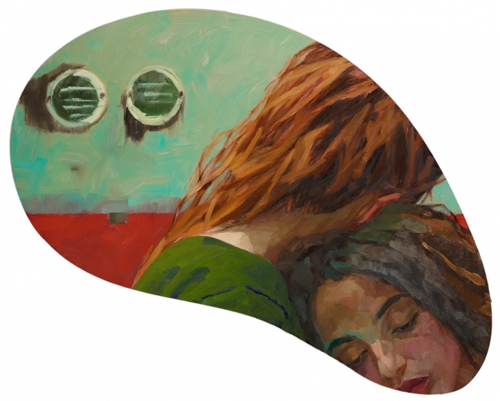 Xenia Hausner, Sleepwalking, 2019, oil on Dibond, 27 1/2 x 48 1/2 inches