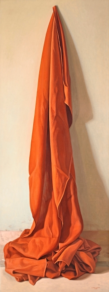 Claudio Bravo, Tela Roja / Red Cloth, 2011, oil on canvas, 78 3/4 x 29 1/2 inches