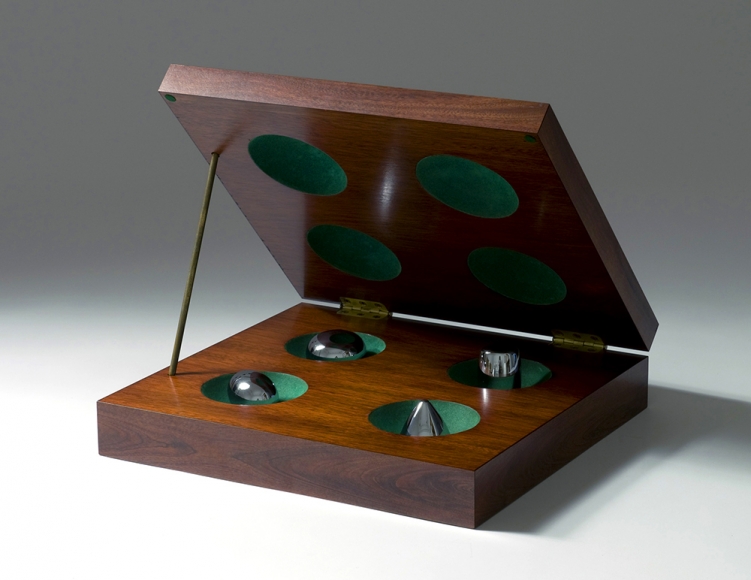 Four Approximate Objects, 1970-91mahogany, formica, brass, chrome-plated brass and flocking3 1/2 x 14 1/2 x 13 1/2 in. / 8.9 x 36.8 x 34.3 cmEdition of 30