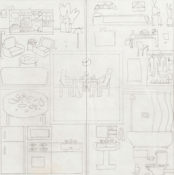 Untitled, 1987 graphite on graph paper
