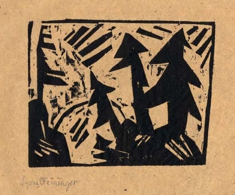 Fir Trees woodcut by Lyonel Feininger