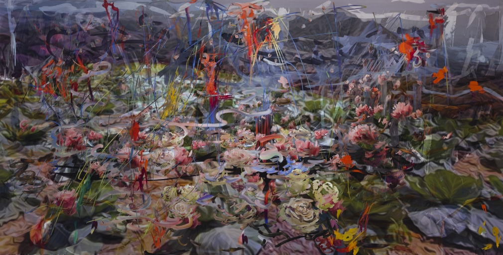 BRINTZ GALLERY, PETRA CORTRIGHT, ColourNurple_as_listed_on_SASArgo_listserv.exe, 2018, Digital painting on Anodized Aluminum, 48 by 94 inches, Unique Art