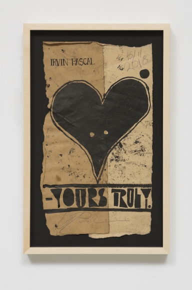 BRINTZ GALLERY, IRVIN PASCAL, Yours truly, 2018, Ink on collage cotton rag paper, 15 by 9 1/2 inches, Unique Art