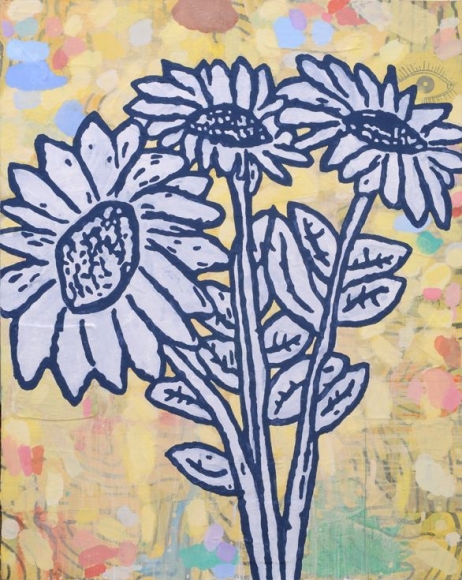 Donald Baechler, Gift of Winter, 2017, Acrylic and fabric collage on canvas, Garden Party, Unique Art