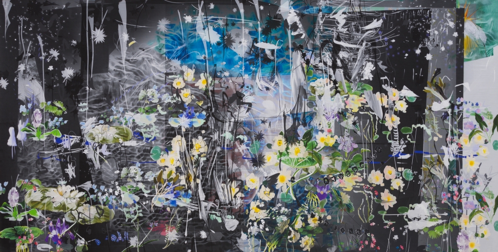 Petra Cortright Speed with Keanu elena de lisser map home Unique Digital painting on Belgian linen