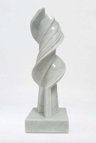 BRINTZ GALLERY, PETRA CORTRIGHT, Sculpture_1960's nude_"a smaller gif" crack, 2018, White Carrara Marble, 33 by 16 ¾ x 11 inches, Unique Art