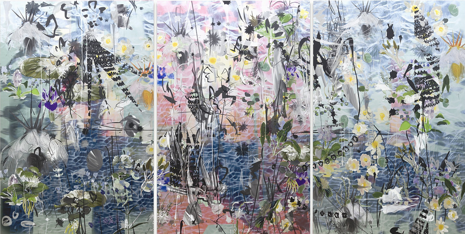 BRINTZ GALLERY, PETRA CORTRIGHT, 1080 Gameshark+codes@albaquerque!!!, 2017, Digital painting on anodized aluminum, 91 by 180 inches, Unique Art