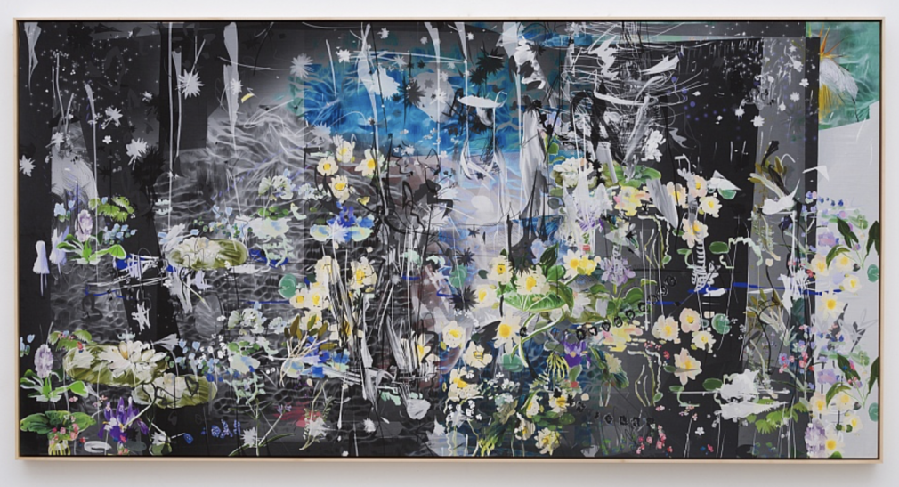 Petra Cortright Speed with Keanu elena de lisser map home Unique Digital painting on Belgian linen