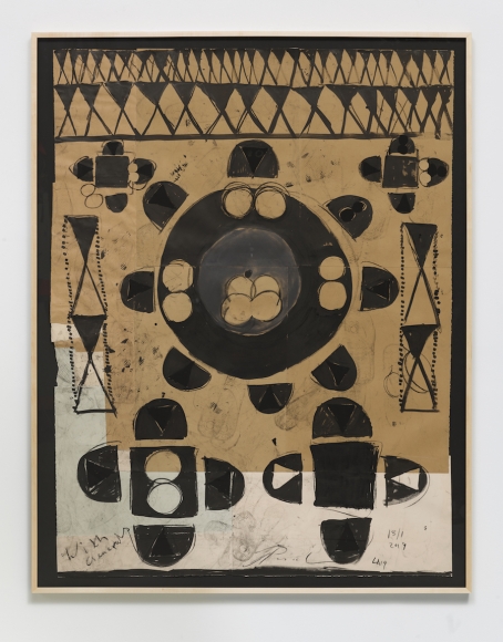 BRINTZ GALLERY, IRVIN PASCAL, With generals (LA19), 2019, Ink, charcoal, graphite on collaged paper, 73 1/8 by 54 3/4 inches, Unique Art