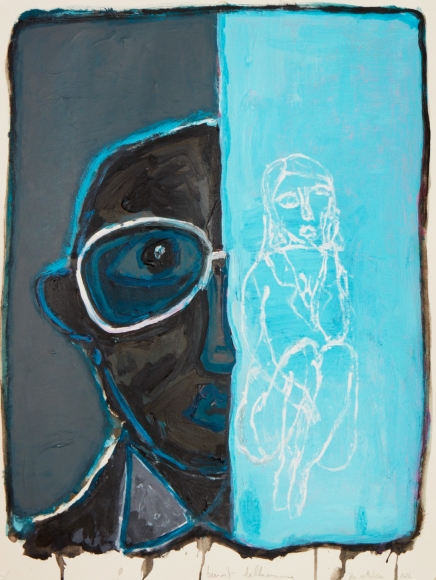 Painting of man with glasses by Benoit Delhomme