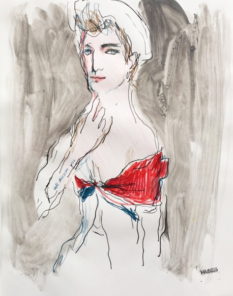 Drawing of man in sailor hat by Richard Haines