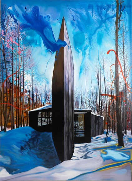 Noori Lee. House 17, 2008. Oil and acrylic, gouache, enamel on canvas, 220 x 162 cm. Courtesy of the artist & PKM Gallery.