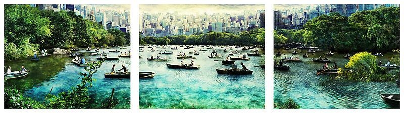 Sangbin IM. Central Park- NY 2, 2009. Lambda print/diasec, 63.5 x 228.6 (63.5 x 76. 2 cm each).