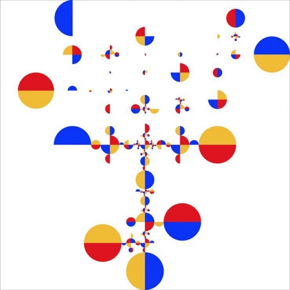 Gabriel Orozco. ANTENNA, 2010. Tempera and gold leaf on canvas, 200 x 200 cm. Courtesy of the artist & PKM Trinity Gallery.