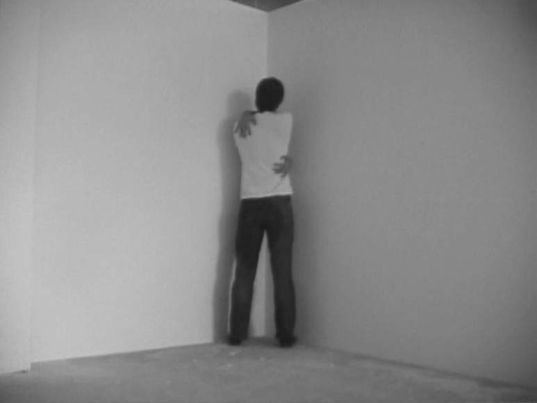 Hernan Bas. All By Myself, 2004. Single-channel video project b/w, silent, 1min 30sec. Courtesy of the artist & PKM Trinity Gallery.