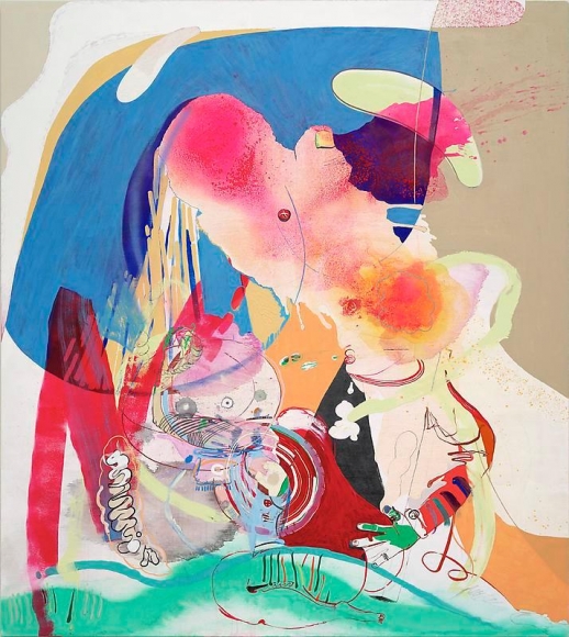 Young Do Jeong. Wild Wild EAST, 2013. Acrylic, oil, enamel, ink, spray paint, color pencil, and graphite on canvas, 208 x 185 cm. Courtesy of the artist & PKM Gallery.