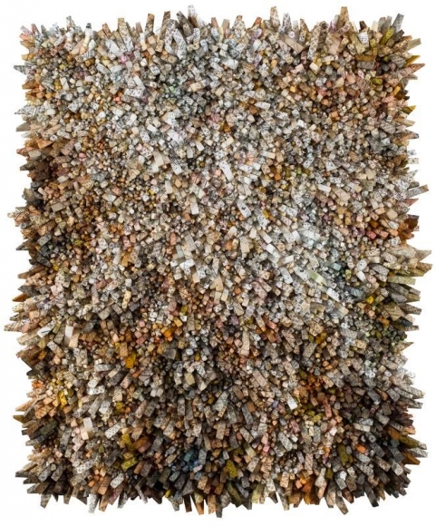 KWANG YOUNG CHUN. Aggregation 18-JA002, 2018, Mixed media with Korean mulberry paper, 183 x 152 cm. Courtesy of the artist & PKM Gallery.