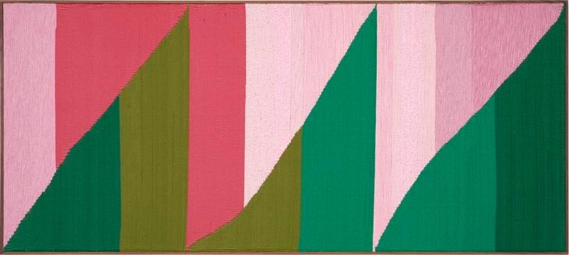 Brent Wadden. Untitled, 2017. Painting - Hand woven fibers, wool, cotton and acrylic on canvas, 93 x 211 cm. Courtesy of the artist & PKM Gallery.