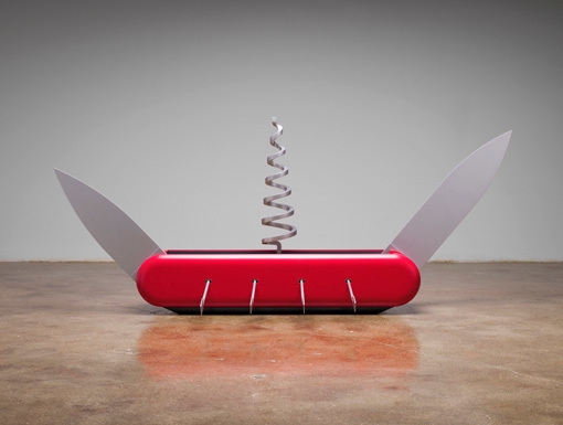 Claes Oldenburg and Coosje van Bruggen. Knife Ship 1:12, 2008. 70.5 x 210.2 x 94 cm (fully extended with oars). © 2008 Claes Oldenburg and Coosje van Bruggen. Photo courtesy Pace Gallery.